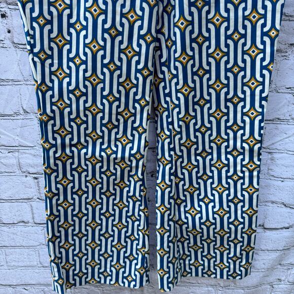 Boden Pants Cropped Flared Sapphire, Azure Geo US Size 6 R Geometric Flare - Picture 7 of 9